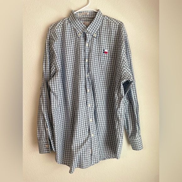 Peter Millar Blue, black and White Check Dress Shirt with Texas logo size XXL - Picture 1 of 5